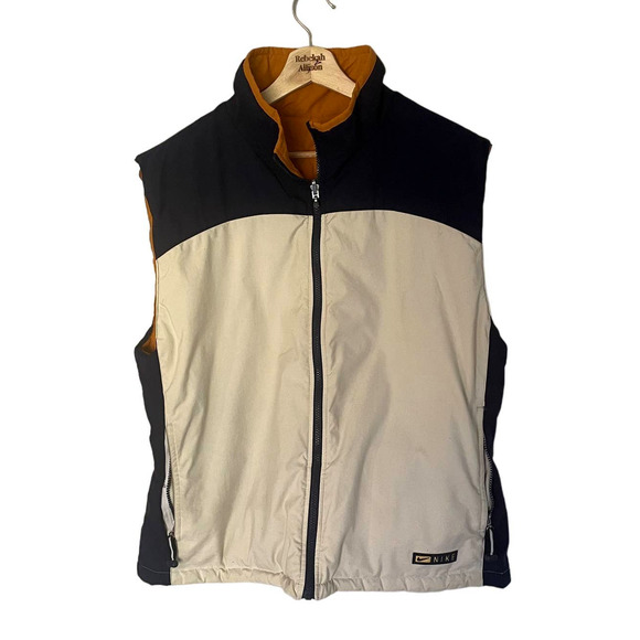 NIKE Vintage Reversible Quilted Vest in White/Orange in Men's Size Medium - Picture 3 of 16